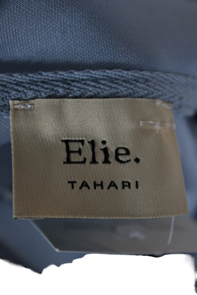 Elie Tahari Women Pullover Hoodie Light Blue Drawstring High Neck Size M