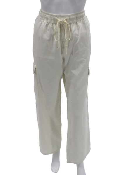Sanctuary Women Ivory Cargo Pants Drawstring Inseam 27in Size M