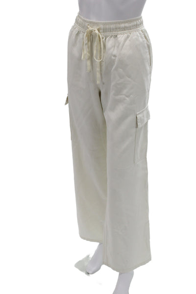 Sanctuary Women Ivory Cargo Pants Drawstring Inseam 27in Size M