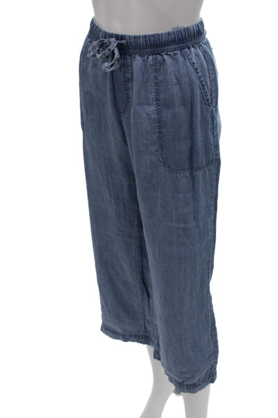 Splendid Women Cropped Jogger Pants Blue Drawstring Lyocell Size S