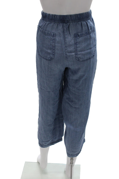 Splendid Women Cropped Jogger Pants Blue Drawstring Lyocell Size S