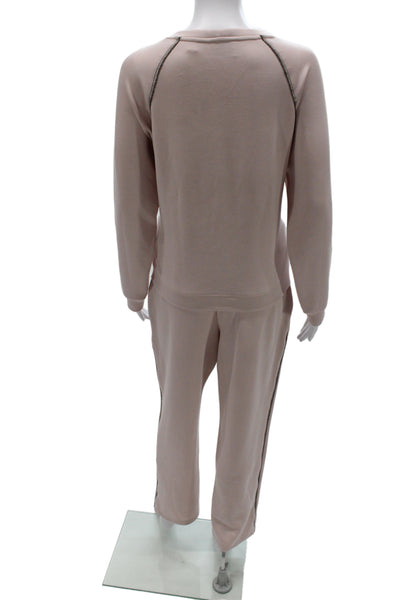 Elie Tahari Women Pullover Sweatshirt Pink V Neck Long Sleeve Size M