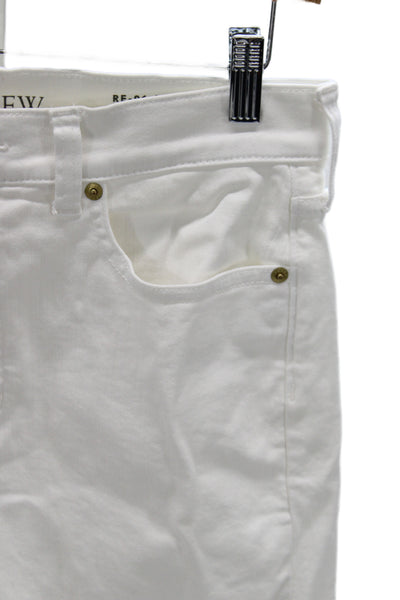 J Crew Women Cropped Straight White Jeans Mid Rise Button Size 27