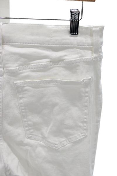 J Crew Women Cropped Straight White Jeans Mid Rise Button Size 27