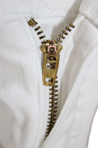 J Crew Women Cropped Straight White Jeans Mid Rise Button Size 27