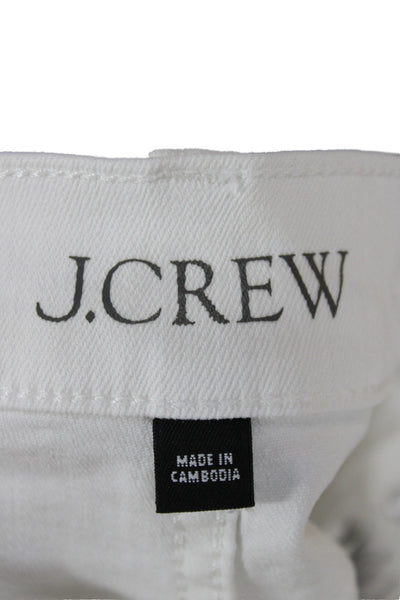 J Crew Women Cropped Straight White Jeans Mid Rise Button Size 27