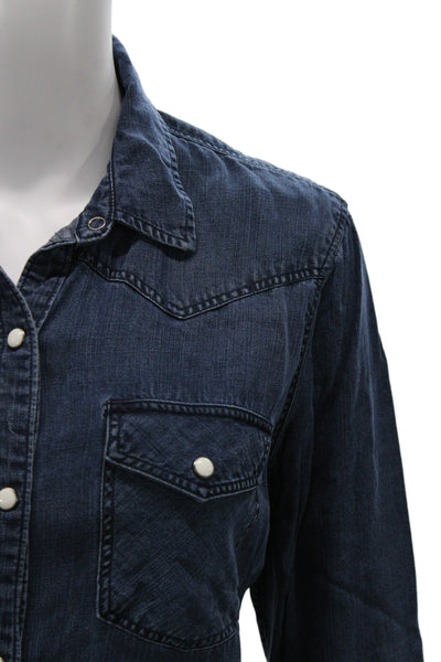 Rails Womens Dark Blue Cowboy Button Up Long Sleeve Top Size S Petite