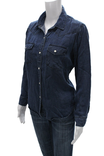 Rails Womens Dark Blue Cowboy Button Up Long Sleeve Top Size S Petite