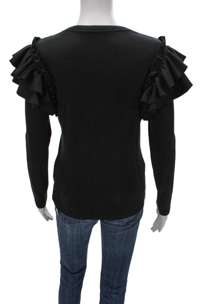 Veronica Beard Women Black Long Sleeve Round Neck Tencel Top Size S