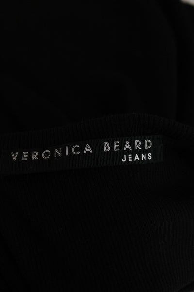 Veronica Beard Women Black Long Sleeve Round Neck Tencel Top Size S