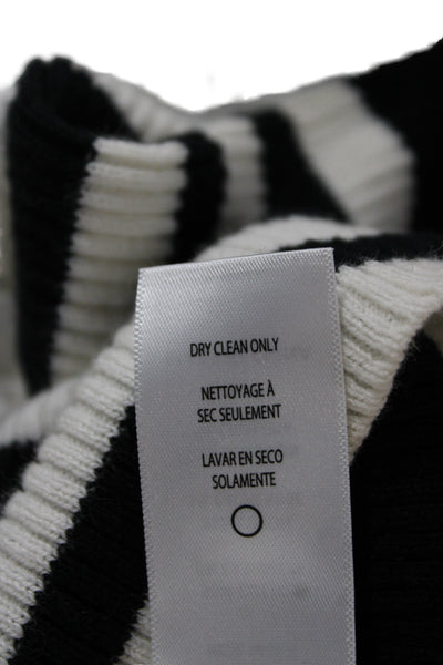 Frame Women Pullover Striped Crewneck Black Cotton Cashmere Size S