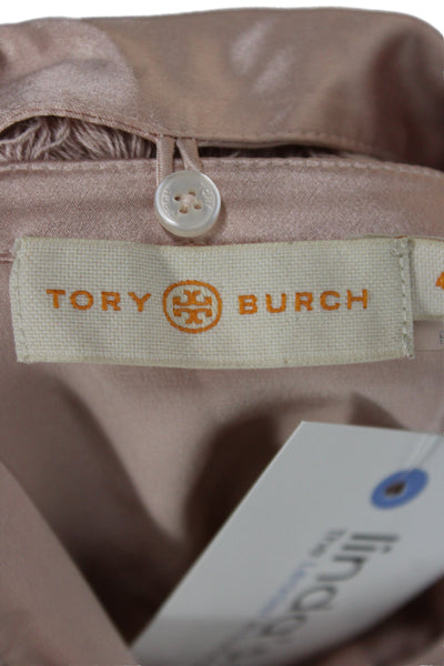 Tory Burch Womens Pink Silk Collared Long Sleeve Button Up Blouse Size 4