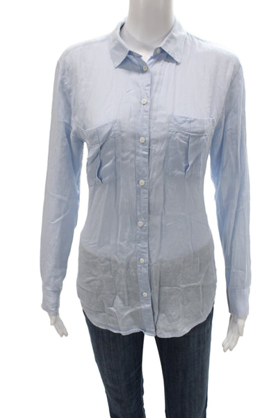 Club Monaco Womens Light Blue Pima Collared Long Sleeve Button-Up Size S