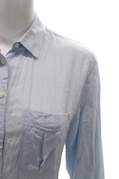 Club Monaco Womens Light Blue Pima Collared Long Sleeve Button-Up Size S