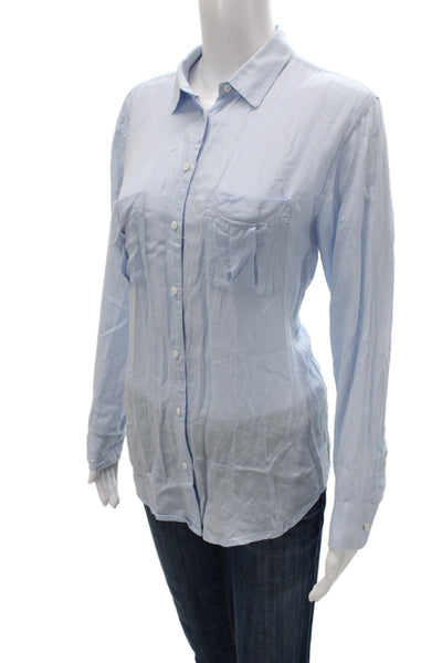 Club Monaco Womens Light Blue Pima Collared Long Sleeve Button-Up Size S