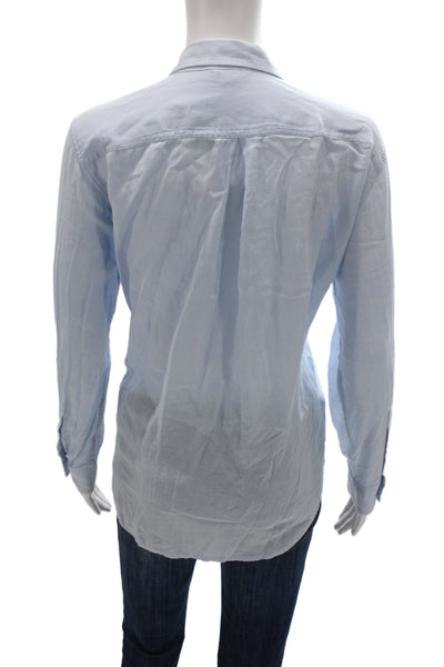 Club Monaco Womens Light Blue Pima Collared Long Sleeve Button-Up Size S