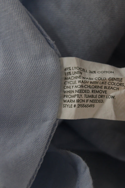 Club Monaco Womens Light Blue Pima Collared Long Sleeve Button-Up Size S