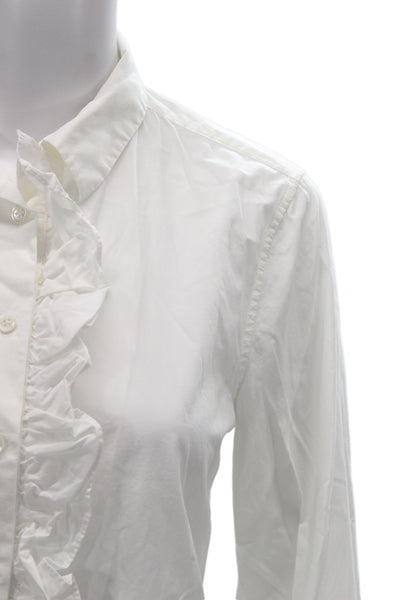 Equipment Femme Women White Cotton Collared Long Sleeve Blouse Button-Up Size S