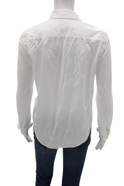 Equipment Femme Women White Cotton Collared Long Sleeve Blouse Button-Up Size S