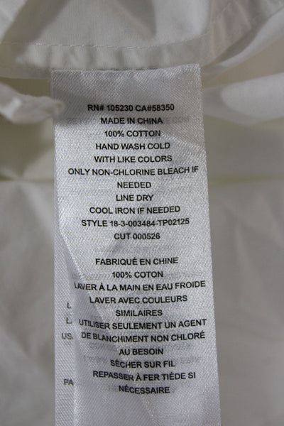 Equipment Femme Women White Cotton Collared Long Sleeve Blouse Button-Up Size S