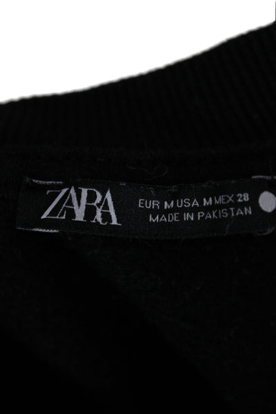 Zara Unisex Pullover Sweatshirts Black Crew Neck Long Sleeve Size M