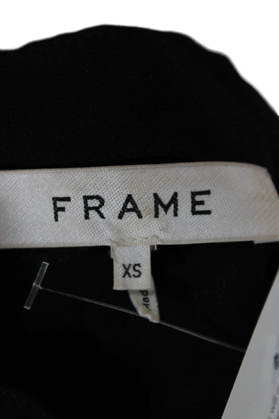 Frame Women Black Collared Button Up Blouse Long Sleeve Solid Fall Size XS