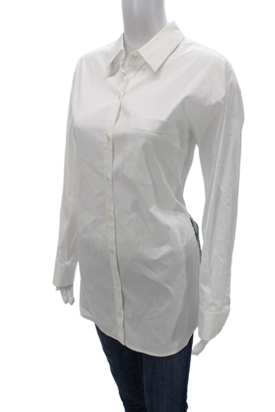 Veronica Beard Women Collared Button-Up Blouse White Long Sleeve Basic Size 2