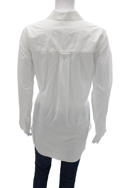 Veronica Beard Women Collared Button-Up Blouse White Long Sleeve Basic Size 2