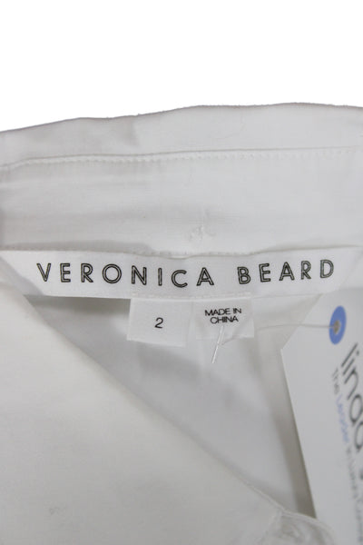 Veronica Beard Women Collared Button-Up Blouse White Long Sleeve Basic Size 2