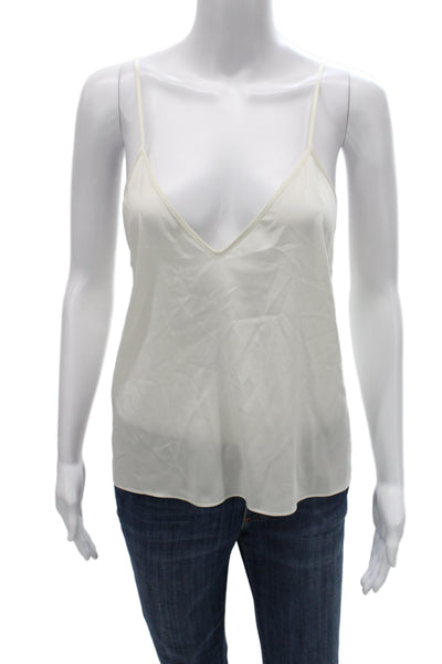 Alexis Women White Floral Camisole Crew Neck Button Size S