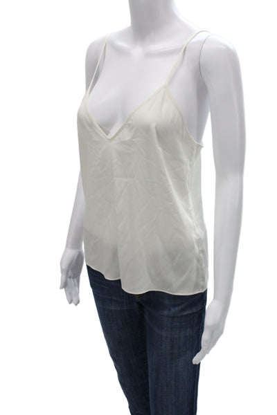 Alexis Women White Floral Camisole Crew Neck Button Size S