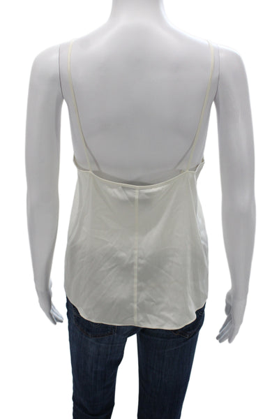 Alexis Women White Floral Camisole Crew Neck Button Size S