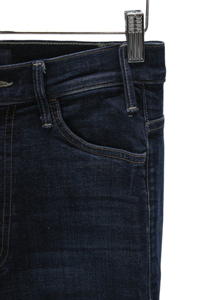 Mother Women Ankle Cropped Jeans Dark Blue Mid Rise Button Fly Size 26