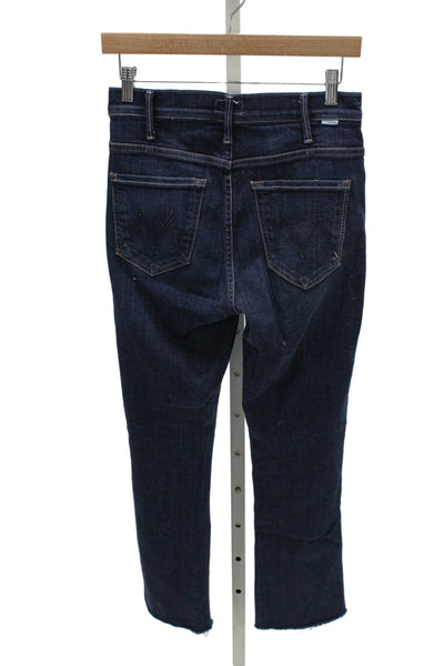 Mother Women Ankle Cropped Jeans Dark Blue Mid Rise Button Fly Size 26