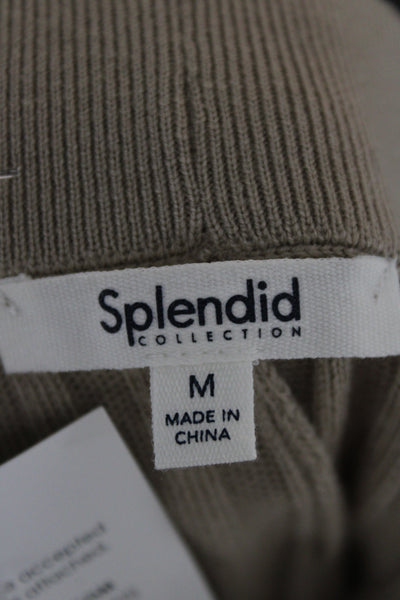 Splendid Women Cropped Striped Sweatpants Beige Drawstring Size M