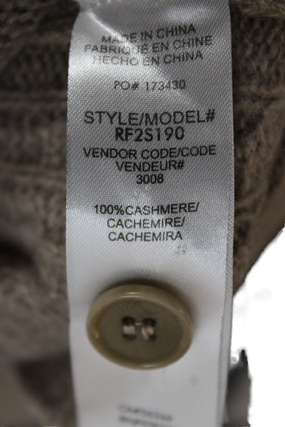 Splendid Unisex Cashmere Henley Pullover Mock Neck Beige Long Sleeve Size M