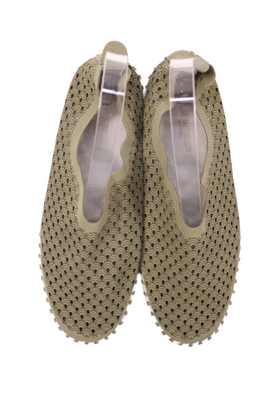Ilse Jacobsen Womens Laser Cut Stitch Detail Slip On Shoes Green Size 8