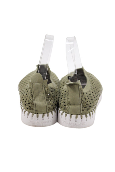 Ilse Jacobsen Womens Laser Cut Stitch Detail Slip On Shoes Green Size 8