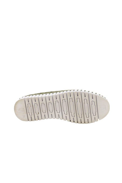 Ilse Jacobsen Womens Laser Cut Stitch Detail Slip On Shoes Green Size 8