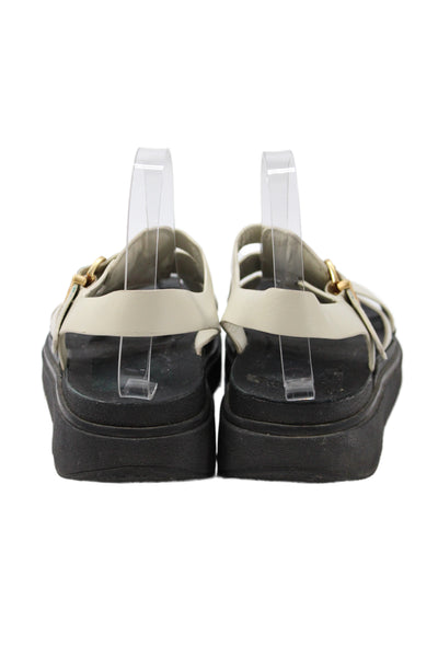 FitFlop Womens Leather Strappy Buckle Detail Sandals Shoes Beige Size 8