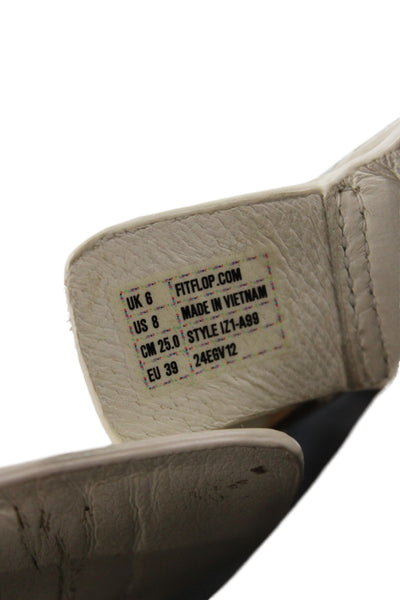 FitFlop Womens Leather Strappy Buckle Detail Sandals Shoes Beige Size 8