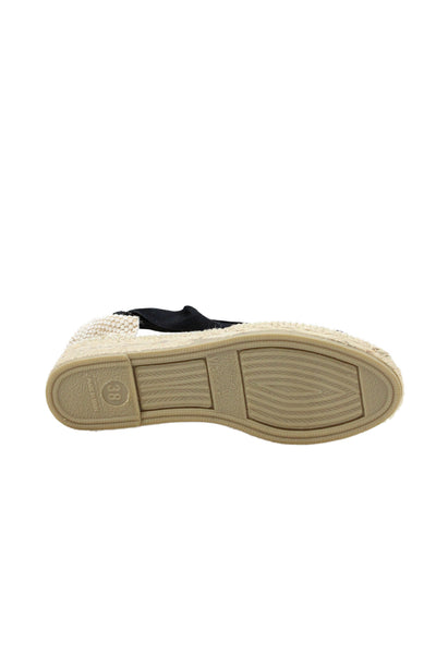 La Manual Alpargatera Womens Canvas Espadrille Wedge Heels Shoes Black Sz 8