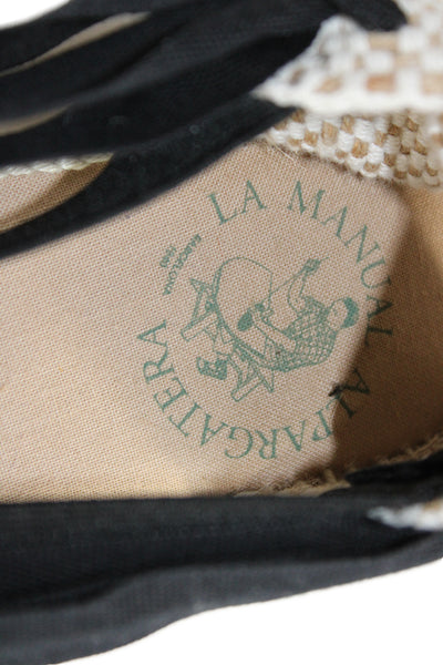 La Manual Alpargatera Womens Canvas Espadrille Wedge Heels Shoes Black Sz 8