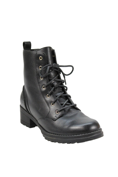 Cole Haan Womens Leather Lace Up Combat Boots Shoes Black Size 8B