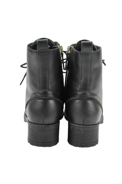 Cole Haan Womens Leather Lace Up Combat Boots Shoes Black Size 8B