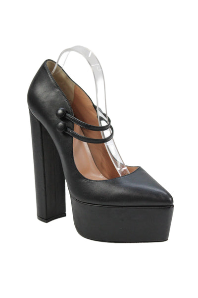 Andrea Wazen Women's Pointed Toe Platform Heel Slip-On Shoes Black Size 41