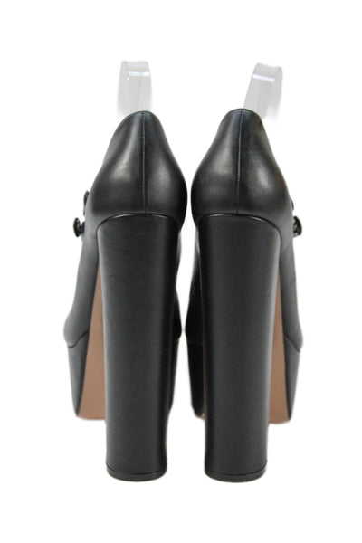 Andrea Wazen Women's Pointed Toe Platform Heel Slip-On Shoes Black Size 41