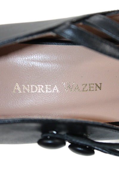 Andrea Wazen Women's Pointed Toe Platform Heel Slip-On Shoes Black Size 41