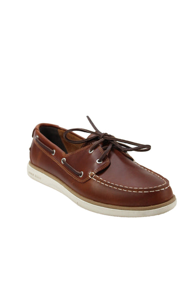 Cole Haan Men's Leather Lace Up Boat Shoes Brown Size 8.5