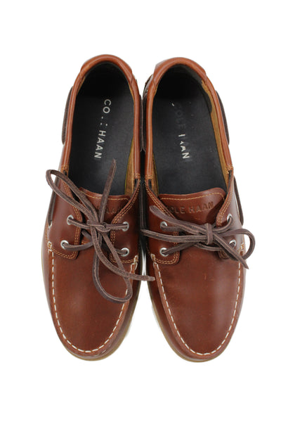 Cole Haan Men's Leather Lace Up Boat Shoes Brown Size 8.5